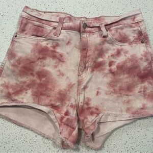 Signature Levi Strauss Dark Pink Tie Dye Jean Shorts Denim Jorts High Rise